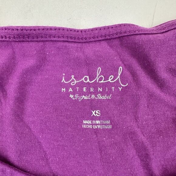NWT Isabel Maternity by Ingrid & Isabel Purple Slit Tie Sleeve T-Shirt Blouse XS - Picture 4 of 9